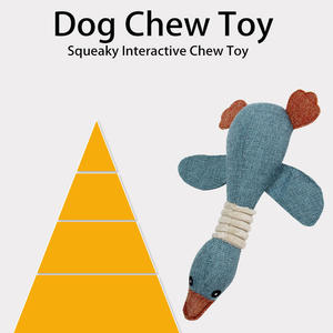 Jouets pour chiens en toile de jute indestructible, jouets à mâcher de luxe en forme d'oie sauvage, jouet souple pour chien qui couine - Product Image 6