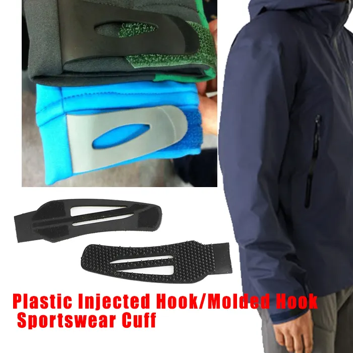 Jiehuan Injection Hook And Loop Sleeve Cuff Tab Customized Adjustable PVC High Reputation Custom Logo For Jacket Cuff