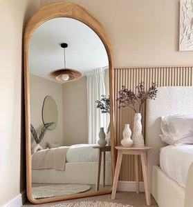 Miroir mural arqué blanc style bois, très demandé, pour salon de coiffure, poste de coiffage, miroir de coiffeur GZ RTS, commande en gros mixte - Product Image 3