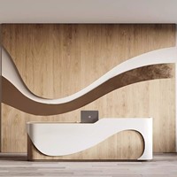 Réception de luxe à motif de marbre blanc de taille personnalisable avec plusieurs espaces de rangement