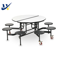 Table à manger mobile personnalisée 8 places table de cafétéria scolaire pliante en bois table et chaises ensembles gain de place