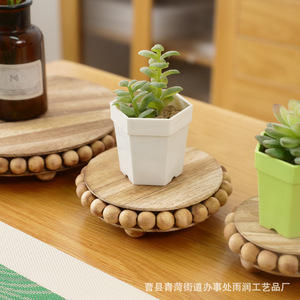 Wooden Bead Tray Round Multi Piece Set For Bathroom Organization And <b>Home</b> Decor Chinese Fir Rustic Style - Product Image 5