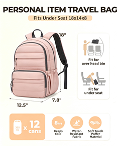 กระเป๋าเป้สะพายหลังสำหรับผู้หญิง ใส่แล็ปท็อป 15.6 นิ้ว กันน้ำ ทำจากผ้า Oxford พร้อมฉนวนกันความร้อน ปิดด้วยซิป เหมาะสำหรับทำงาน เดินทาง และเรียนมหาวิทยาลัย - Product Image 2