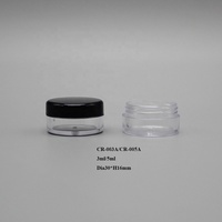 Envase de muestra de exfoliante facial 5g, frascos de plástico PS de boca ancha redonda transparente de 5ml, botella PS de cilindro cosmético con tapa superior de rosca negra