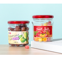 Grand pot en plastique transparent à bouche régulière avec couvercle à vis Récipients alimentaires vides de 364ml pour confiture de miel et autres aliments Pot à tartiner