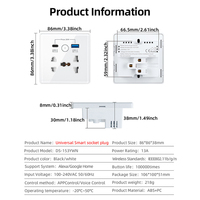 Prise murale intelligente WiFi BAOBEN 13A avec contrôle par zones, prise universelle, charge rapide PD20W, application Tuya Smart Life