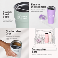Gobelets isothermes personnalisés avec logo, 30 oz, en acier inoxydable, à double compartiment, couvercle anti-fuite, sans BPA, s'adaptent aux porte-gobelets