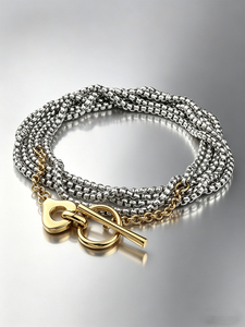 Pulsera de Acero Inoxidable con Múltiples Hilos y Perlas para Mujer, con Cierre OT, para Uso Diario y Festividades - Product Image 6