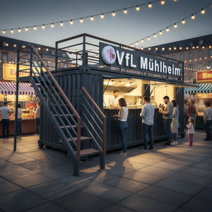 Contenedor <span class=keywords><strong>de</strong></span> Comida Rápida Desplegable para Exteriores, Cocina <span class=keywords><strong>de</strong></span> Restaurante con Escaleras y Terraza en el Techo, Contenedor Marítimo para Cafetería y Bar - Product Image 1