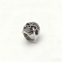 Bague Crâne en Acier Inoxydable 304/316L avec Yeux en Cristal Rouge Massifs, Style Gothique Vintage Punk Biker, Bijou pour Homme, Cadeau d'Halloween