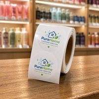 Rouleau d'étiquettes transparentes brillantes en PVC durable, personnalisées, avec logo imprimé sur mesure, imperméables et autocollantes, vente en gros