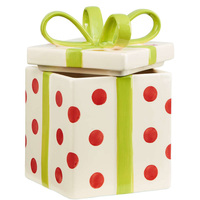 Boîte à biscuits en céramique rouge à pois ou diamants de Noël, boîte cadeau, boîte à biscuits en céramique pour cadeaux ou décoration de Noël