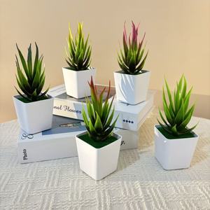 Plante artificielle en pot carré simulé, mini bonsaï d'aloe vera en plastique pour la décoration de la maison, meuble TV, verdure succulente - Product Image 1