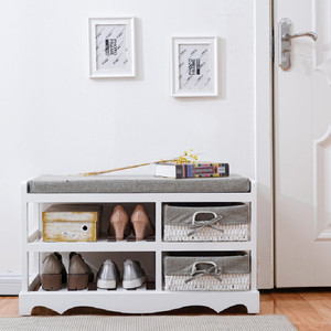 Modern <strong>Shoe</strong> <strong>Rack</strong> <strong>Bench</strong> <strong>With</strong> Basket Drawers Wooden <strong>Shoe</strong> Cabinet - Product Image 4
