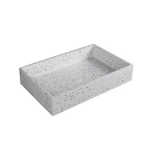 Kamalu KTERD-600STR lavabo rettangolare da appoggio con finitura Stracciatella Terrazzo per bagno - Product Image 1
