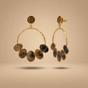 Boucles d'oreilles pendantes en laiton plaqué or rose avec grappe de perles naturelles, style bohème, pour femme, bijoux de fête - Product Image 5