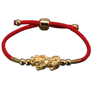 La suerte rojo pulseras de cuerda de plata de ley 999 Budista Tibetano nudos pulsera de encanto
