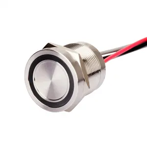 Waterproof Momentary Stainless Steel Housing Material IP68 12V Green 22mm Ring Illuminated Piezo Switch