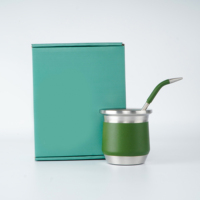 Coffret Cadeau – Gourde à Yerba Maté Premium 8oz en Acier Inoxydable 304 Anti-Fuite avec Bombilla et Bouteille Isotherme Écologique