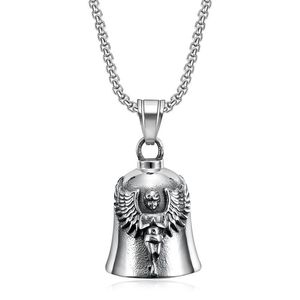 Colgante de campana punk de acero de titanio yunnique con alas de ángel y diseño de calavera para motocicleta o como regalo para mascotas - Product Image 5