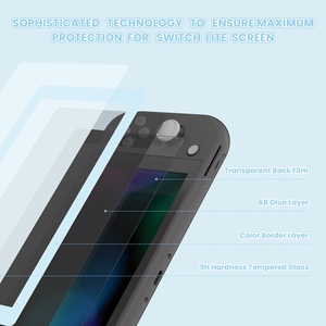 Film protecteur d'écran en verre trempé transparent HD avec bord bleu pour console Nintendo Switch Lite - Product Image 5
