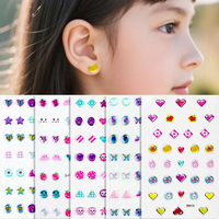 Autocollants 3D personnalisés en forme de smiley pour enfants, à coller sur les oreilles ou les ongles, sans perçage, sûrs et respectueux de la peau, pour les fêtes des filles