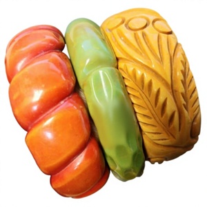 New Colorful Resin <b>Bangle</b> Bracelets Stackable Sculpted Folk Art Design Irregular Shape Home Decoration Artistic Jewelry Wedding - Product Image 3