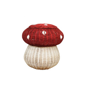 Mushroom Shaped Rattan Storage <b>Basket</b> Red White Willow <b>Weaving</b> Multifunctional Toy Storage Home Decor - Product Image 5