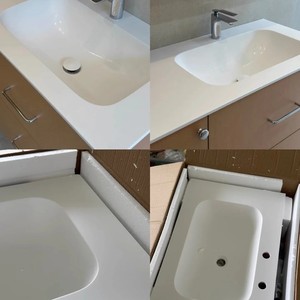 Comptoir de salle de bain intégré en DuPont Corian sur mesure pour salles de bain, hôtels, gîtes – Personnalisation de <span class=keywords><strong>meuble</strong></span>-lavabo et de <span class=keywords><strong>vasque</strong></span> - Product Image 2
