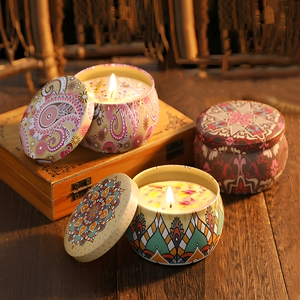 เทียนหอมทำมือจากขี้ผึ้งถั่วเหลืองในกระป๋องเหล็<span class=keywords><strong>ก</strong></span> สำหรับตกแต่งสำนั<span class=keywords><strong>ก</strong></span>งาน บ้าน โต๊ะทำงาน และเป็นของขวัญวันวาเลนไทน์ - Product Image 1