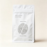 Sachet de café personnalisé imprimé mat compostable à fond plat refermable avec fermeture éclair et valve en Mylar