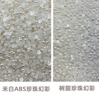 Bijoux d'ongles en résine irisée en gros, Diamant AB irisé à base plate, Perle demi-couleur en résine à base plate