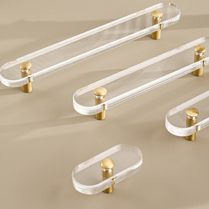 Manijas Modernas de Cristal y Latón para Gabinetes BECORA, Tiradores Dorados para Cajones, Manijas Transparentes para Dormitorio, Baño, Cómoda y Armario - Product Image 5