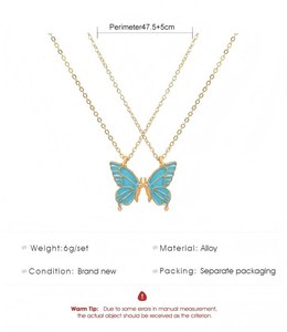 Conjunto de Joyería de Moda con <span class=keywords><strong>Collar</strong></span> de Mariposa Personalizado de Fábrica con 21 Años de Experiencia, Pendientes y Collares de Mariposa, Regalo para Chicas Dulces - Product Image 2