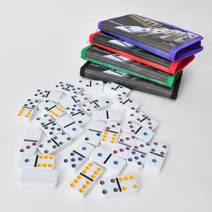 28 टुकड़ों का सेट महजोंग डोमिज बोर्ड गेम खिलौना डबल 6 जिपर कपड़े बैग प्लास्टिक मेलेमाइन टाइप्स - Product Image 2