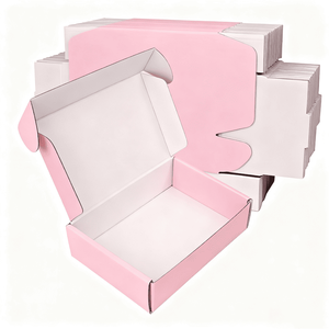 Boîte d'expédition en carton ondulé rose personnalisée pour cosmétiques, emballage pour rouge à lèvres, fard à paupières, blush, soins de la peau, échantillons de beauté - Product Image 1