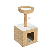 Condo griffoir de luxe pour chat en bois de café et rotin