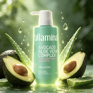 Shampooing <span class=keywords><strong>Bio</strong></span> Définition des Boucles Pallamina à l'Avocat et à l'<span class=keywords><strong>Aloe</strong></span> <span class=keywords><strong>Vera</strong></span>, Lissant pour Cheveux Bouclés, Ondulés, Secs et Frisés, Certifié FDA CPNP - Product Image 1