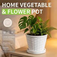Plateau de pot de fleurs en résine plastique tressée durable avec trou de drainage, design traditionnel, pour orchidées d'intérieur, plantes grimpantes et succulentes