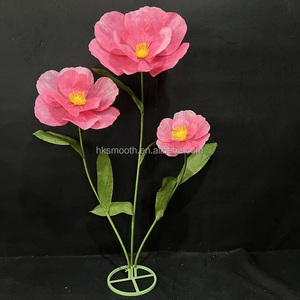 SMOOTH Vente en gros de grandes fleurs géantes roses faites à la main en tissu pour la décoration d'allées de mariage, de scènes et de toiles de fond - Product Image 3