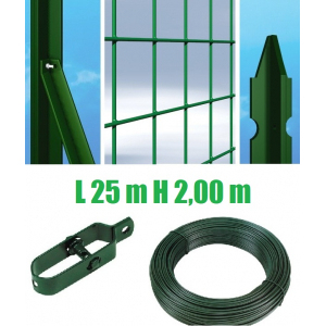 Completare 25mt lineare plastificato rete metallica recinzione con paletti H200cm maglia e MM75X50 formato ingranaggio protettivo per lo spazio esterno