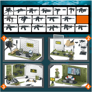 Ensemble de construction de <span class=keywords><strong>base</strong></span> <span class=keywords><strong>militaire</strong></span> en plastique 4-en-1 Maison <span class=keywords><strong>militaire</strong></span> avec centre d'opération de combat et soldats pour jeu de rôle de guerre - Product Image 5