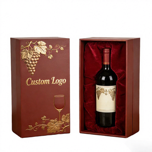 Emballage cadeau de luxe avec couvercle et base gaufrés, estampage à chaud doré, boîte rigide pour vin du Festival de la Mi-Automne avec doublure en velours - Product Image 2