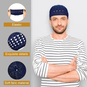 HZM-24565 Vente Chaude Islamique Musulman Prière Cap Crochet Élastique Solide Couleur Tricoté Kufi Chapeau - Product Image 2