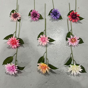 Fleur artificielle de dahlia simulée, tige unique, taille moyenne, réaliste, en soie, pour décoration de mariage - Product Image 2