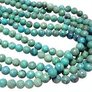 Cuentas Sueltas de Crisocola Natural de Grado AAA, Facetadas, Redondas, Color Verde, 8mm, para la Fabricación de Joyería, Venta al Por Mayor - Product Image 1