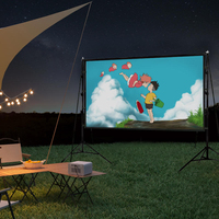 Tripod 2m sederhana layar proyeksi teater rumah portabel bioskop bebas keriput ringan 120 inci untuk halaman belakang Film malam