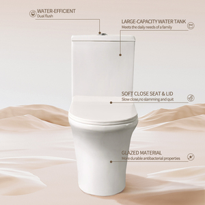 WC en céramique à poser au sol, à <span class=keywords><strong>siphon</strong></span> en S, deux pièces, chasse d'eau siphonique, abattant à fermeture douce, cuvette allongée - Product Image 4