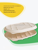 Moderne Dim Sum Bakje Deksel 232x164x83mm Gecompartimenteerde Biologisch Afbreekbare Wegwerp Ravioli Schaal voor Authentieke Dumpling Huisjes