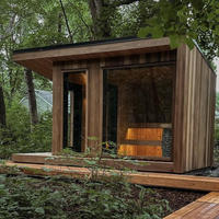 Sauna Exterior de Lujo para 2-6 Personas, Moderna, de Madera de Cedro Rojo Sólido, con Estufa Eléctrica y Baño de Vapor
